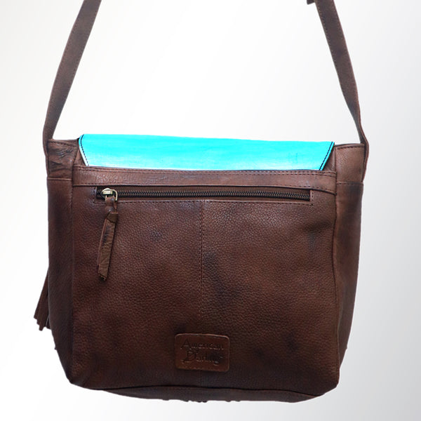 ADBGM118 Hand-Painted Leather Fringe Crossbody Bag - Western Scene Artwork