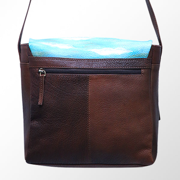 ADBGM118 Hand-Painted Leather Fringe Crossbody Bag - Western Scene Artwork