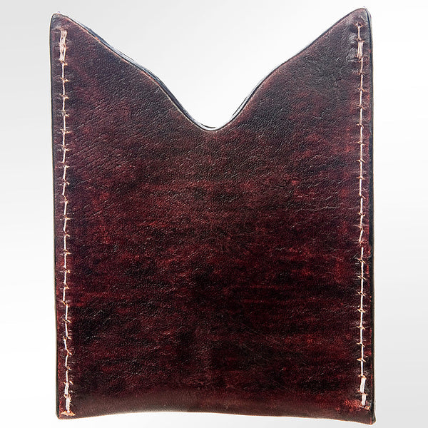 ADCCF103 Hand-Tooled Leather Card Holder - Western Horse & Floral Design