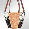 ADBG621A American Darling Hand Tooled Floral & Hair-On Cowhide Western Leather Tote Bag