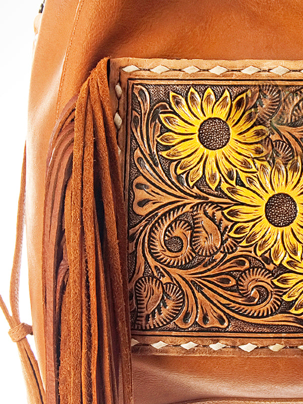 ADBG622 American Darling Hand Tooled Floral & Buck Stitched Western Leather Hobo Bag