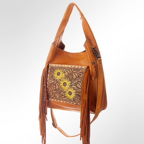 ADBG622 American Darling Hand Tooled Floral & Buck Stitched Western Leather Hobo Bag