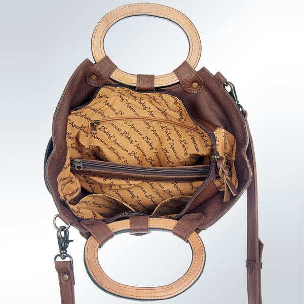 ADBG623 American Darling Hand Tooled Floral & Hair-On Cowhide Western Cross body Bag