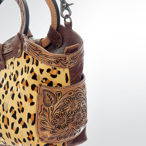 ADBG623 American Darling Hand Tooled Floral & Hair-On Cowhide Western Cross body Bag