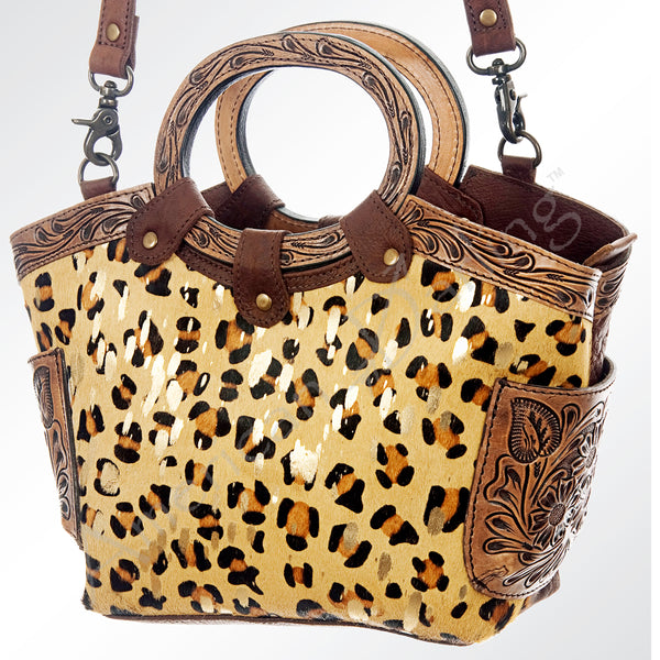 ADBG623 American Darling Hand Tooled Floral & Hair-On Cowhide Western Cross body Bag