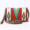 ADBG485 Multicolor Southwestern Wool Organizer Bag with Leather Trim & Crossbody Strap
