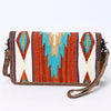 ADBG485 Multicolor Southwestern Wool Organizer Bag with Leather Trim & Crossbody Strap