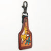 LC-ADKR214 Hand-Tooled Leather Keyring Sunflower with TurquoiseAAccent