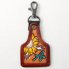 LC-ADKR214 Hand-Tooled Leather Keyring Sunflower with TurquoiseAAccent