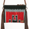 ADBG236 American Darling Hand-Tooled Floral Cross body Bag with Woven Saddle Blanket & Fringes