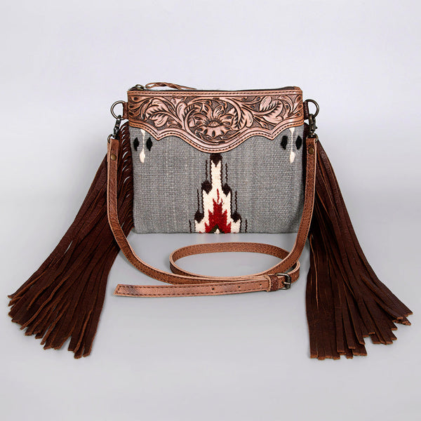 ADBG236 American Darling Western Cross body Bag Hand-Tooled Leather & Saddle Blanket