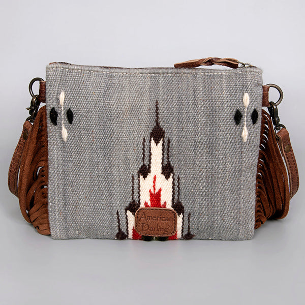 ADBG236 American Darling Western Cross body Bag Hand-Tooled Leather & Saddle Blanket