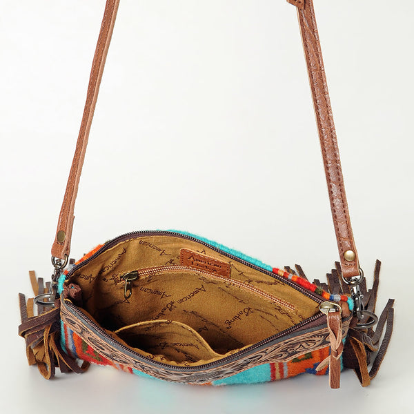 ADBG236 American Darling Western Cross body Bag Hand-Tooled Leather & Saddle Blanket