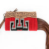 ADBG344 American Darling Western Leather Wristlet Bag with Hand Tooled Floral Carving and Saddle Blanket