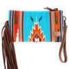 ADBG344 American Darling Western Leather Wristlet Bag with Hand Tooled Floral Carving and Saddle Blanket