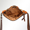 ADBG344 American Darling Western Leather Wristlet Bag with Hand Tooled Floral Carving and Saddle Blanket