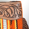 ADBG344 American Darling Western Leather Wristlet Bag with Hand Tooled Floral Carving and Saddle Blanket