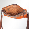 ADBG344 American Darling Western Leather Wristlet Bag with Hand Tooled Floral Carving and Saddle Blanket
