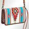 ADBG485 Southwestern Wool Organizer Bag with Leather Trim & Geometric Pattern