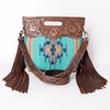 LC-ADBGS146 Southwestern Crossbody Bag - Hand-Tooled Leather & Wool Blend
