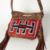 LC-ADBGS146 Southwestern Crossbody Bag - Hand-Tooled Leather & Wool Blend