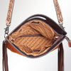 LC-ADBGS146 Southwestern Crossbody Bag - Hand-Tooled Leather & Wool Blend