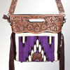 LC-ADBGS146 Southwestern Crossbody Bag - Hand-Tooled Leather & Wool Blend