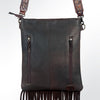 LC-ADBGZ125B Speckled Cowhide Chaps Bag with Tooled Yoke & Fringe