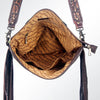 LC-ADBGZ363 Green Aztec Wool & Tooled Leather Crossbody Bag - Western Fringe Shoulder Purse