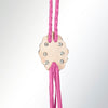 LC-ADJW106E Pink Braided Western Jewelry Necklace with Turquoise Stone & Two-Tone Scalloped Concho