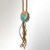 LC-ADJWM101C Hand-Painted Western Jewelry Necklace with Native Headdress Design on Turquoise Background