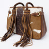 ADBGD127 American Darling Hair-On Cowhide Tote Bag with Riveted Leather & Fringes