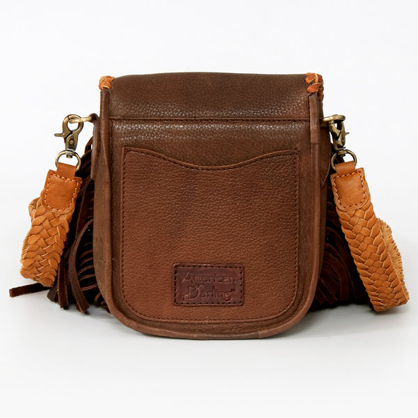 ADBGD129 American Darling Handcrafted Leather Cross body Bag with Fringes & Braided Trim