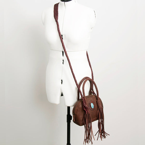ADBGD130 American Darling Handcrafted Leather Cross body Bag with Turquoise Stone & Fringes