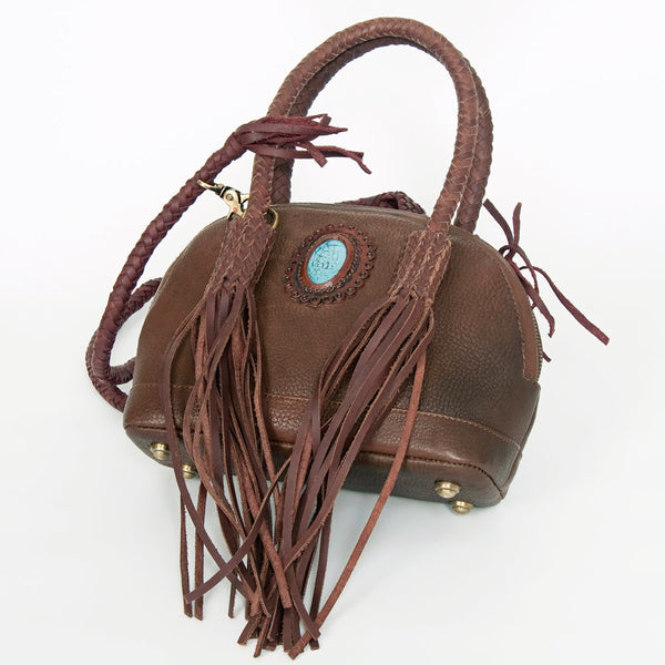 ADBGD130 American Darling Handcrafted Leather Cross body Bag with Turquoise Stone & Fringes