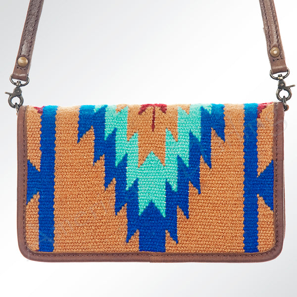 ADBG485 Southwestern Wool Organizer Bag with Leather Trim & Crossbody Strap