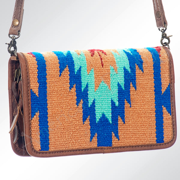 ADBG485 Southwestern Wool Organizer Bag with Leather Trim & Crossbody Strap