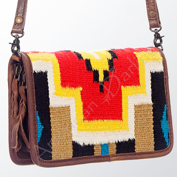 ADBG485 Southwestern Wool Organizer Bag with Leather Trim & Crossbody Strap
