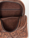 LC-ADBGK120 Hand-Tooled Leather Backpack - Western Floral Structured Pack