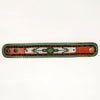 LC-ADBRF139 Beaded Leather Cuff Bracelet - Green Western Pattern with Saddle Tan Leather