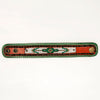 LC-ADBRF139 Beaded Leather Cuff Bracelet - Green Western Pattern with Saddle Tan Leather