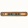 LC-ADBRF146 Beaded Leather Cuff Bracelet - Turquoise & White Tribal Pattern with Zigzag Tooling