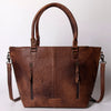 ADBG663 American Darling Hand Tooled Floral & Hair-On Cowhide Western Leather Tote Bag