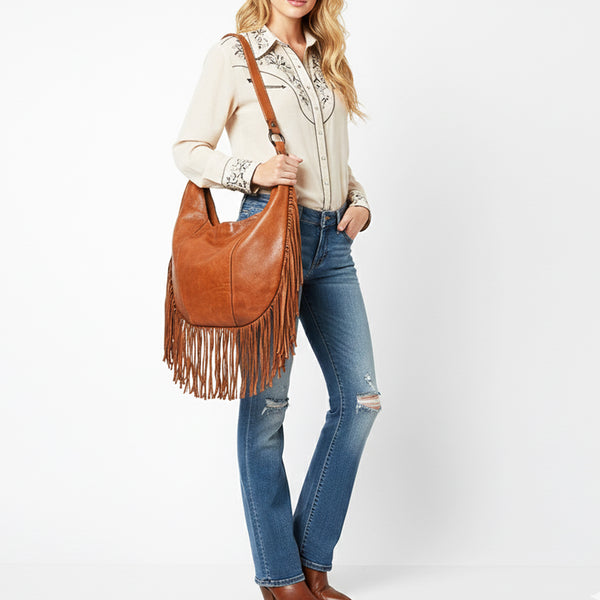 SWC127 Signature Side-Fringe Hobo Bag