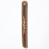 LC-ADBRF149 Hand Tooled Leather Cuff Bracelet - Floral Scroll with Turquoise Accent & Braided Border
