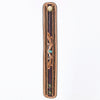 LC-ADBRF149 Hand Tooled Leather Cuff Bracelet - Floral Scroll with Turquoise Accent & Braided Border