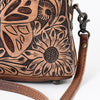 ADBG665 American Darling Hand Tooled Butterfly Floral Western Leather Small Cross body Bag