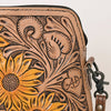 ADBG666 Hand-Tooled Leather Crossbody Bag with Sunflower Floral Design
