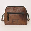 ADBG666 Hand-Tooled Leather Crossbody Bag with Sunflower Floral Design