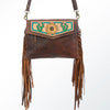 ADBGA176 American Darling Hand Tooled Floral Carved Leather Fringe Envelope Bag